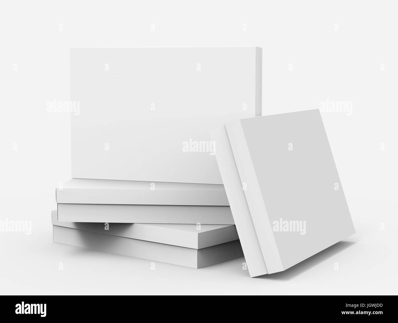 several flat blank boxes piled up for design in 3d rendering Stock Photo