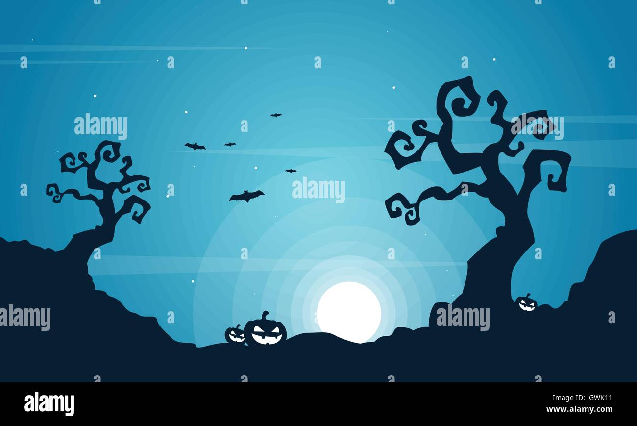 Halloween at night scenery background Stock Vector Image & Art - Alamy