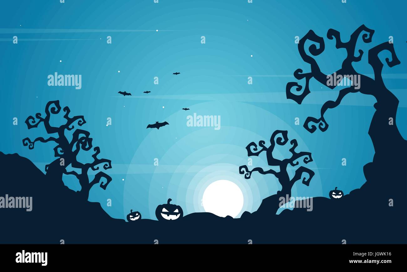 Halloween scary at night landscape Stock Vector Image & Art - Alamy