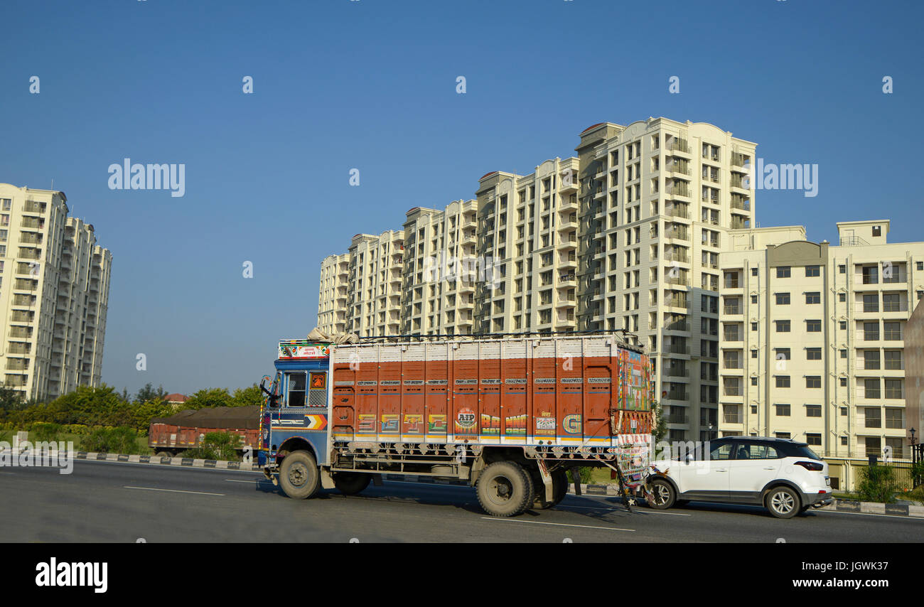 Picture of Modern complex of apartment buildings on Highway Stock Photo - Alamy