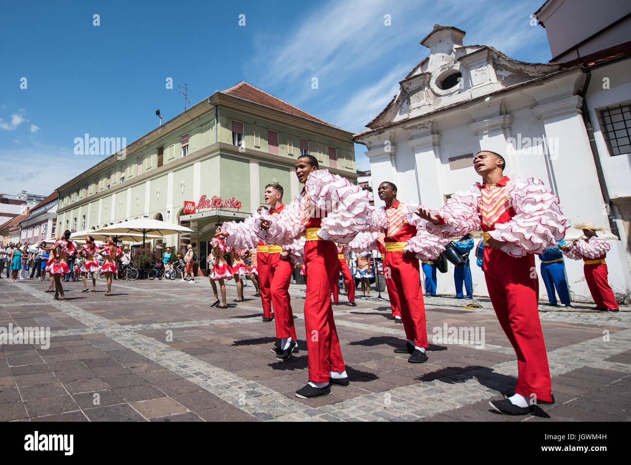 Camagua Compania Folklorica from Camagüey, Cuba, performing at 29th Folkart International CIOFF Folklore Festival, folklore sub-festival of Festival Lent, one of the largest outdoor festivals in Europe. Folkart, Festival Lent, Maribor, Slovenia, 2017. Stock Photo