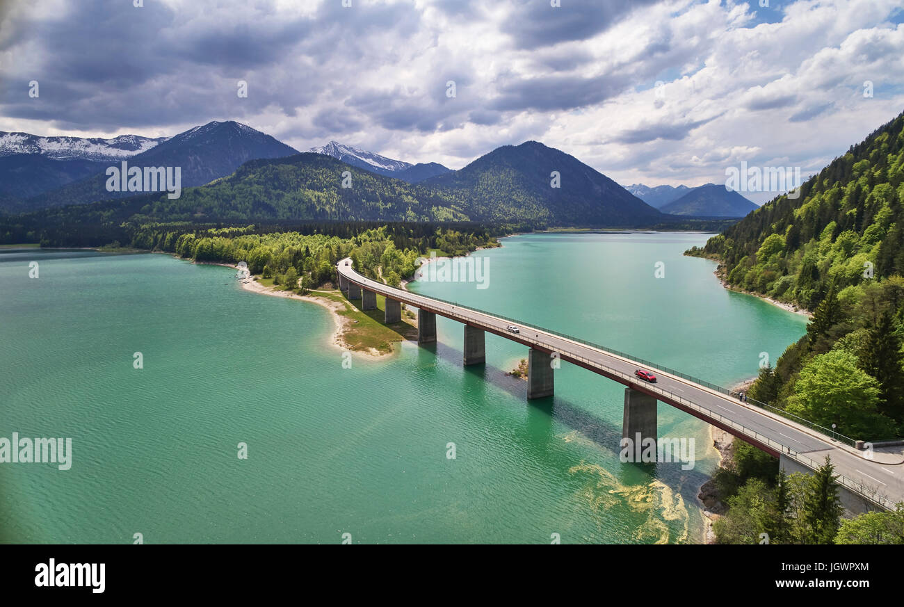 Sylvenstein Dam, Karwendel Mountains, Bavaria, Germany Stock Photo