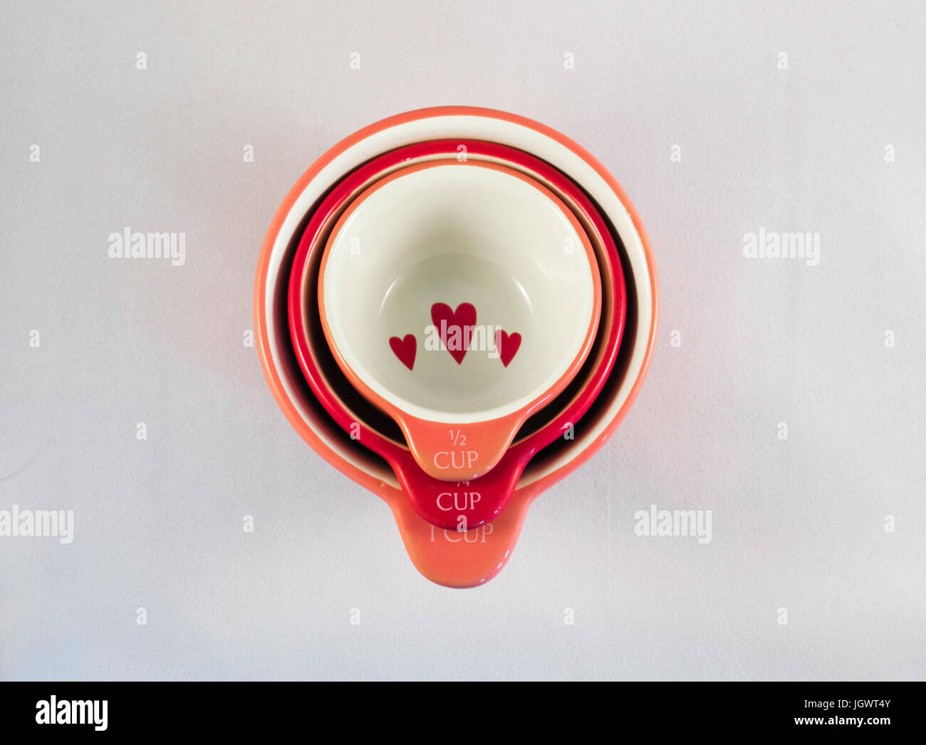 pink measuring cups Stock Photo
