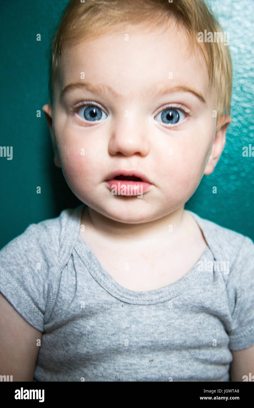Close Up Portrait Of Cute Blue Eyed Baby Boy Stock Photo Alamy
