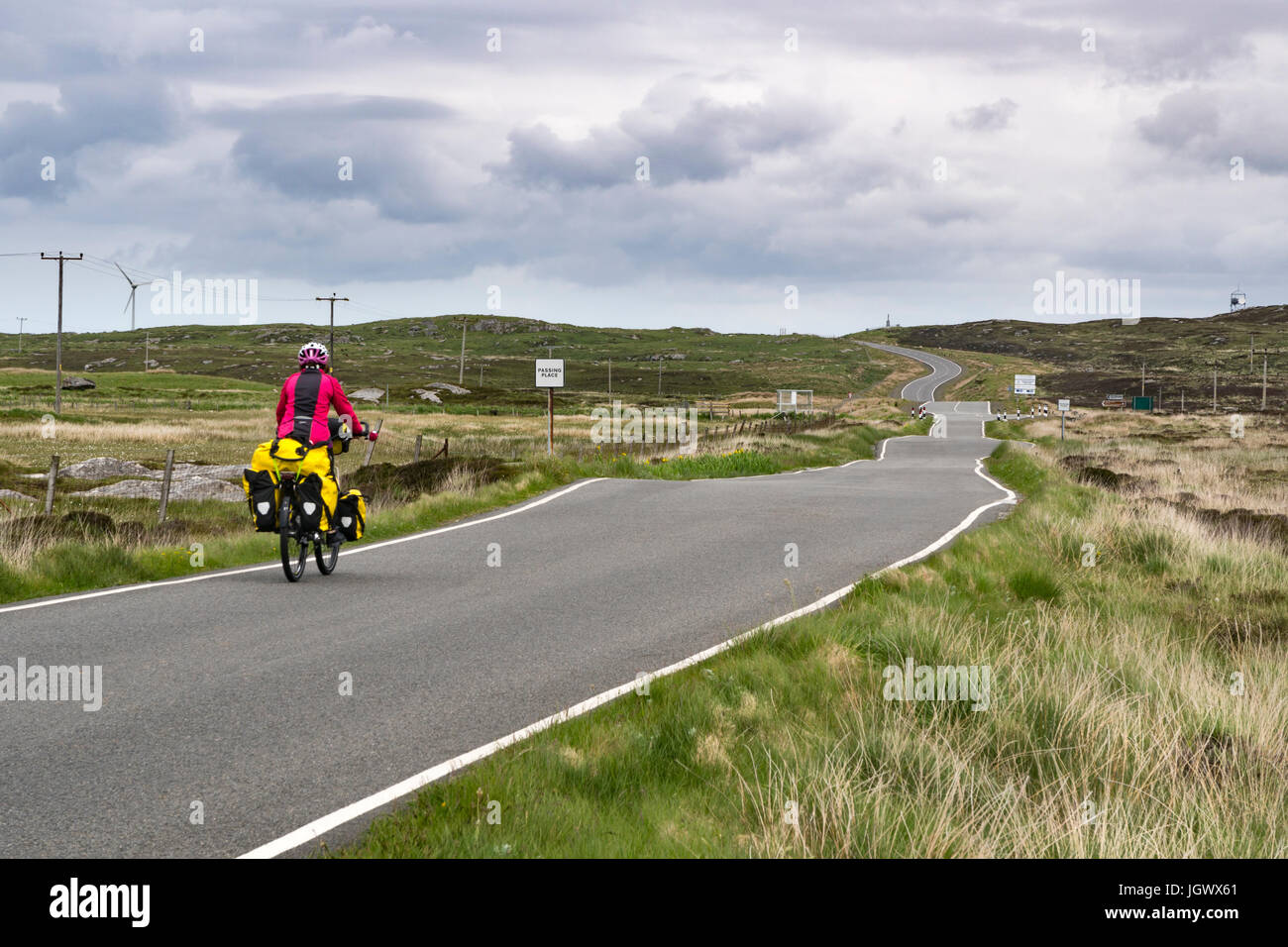 Cycle Touring, South Uist, The Outer Hebrides Stock Photo