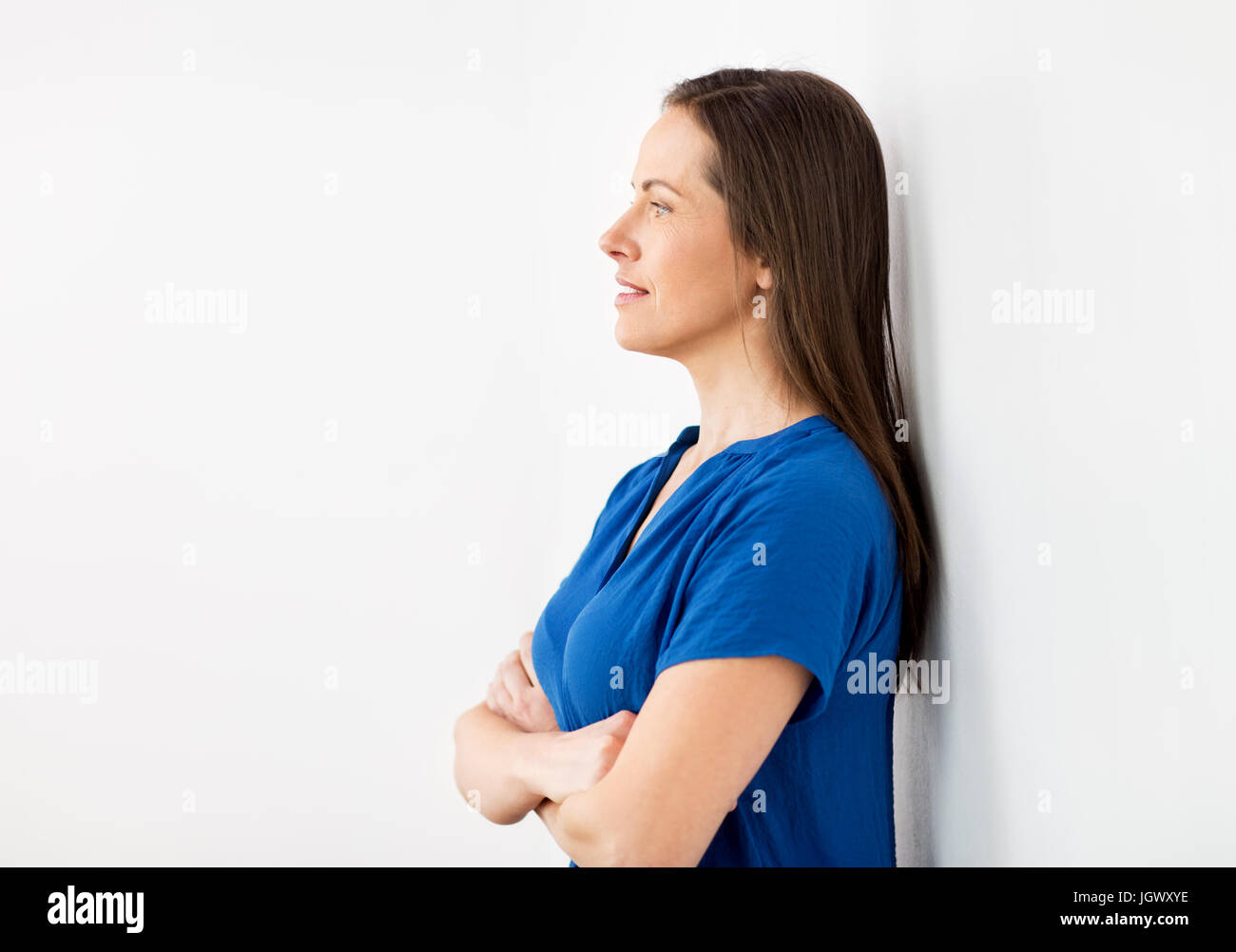 Side portrait middle aged woman hi-res stock photography and images - Alamy