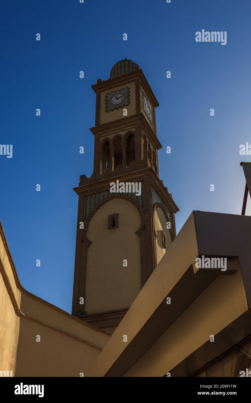 Clock tower in Casablanca Stock Photo