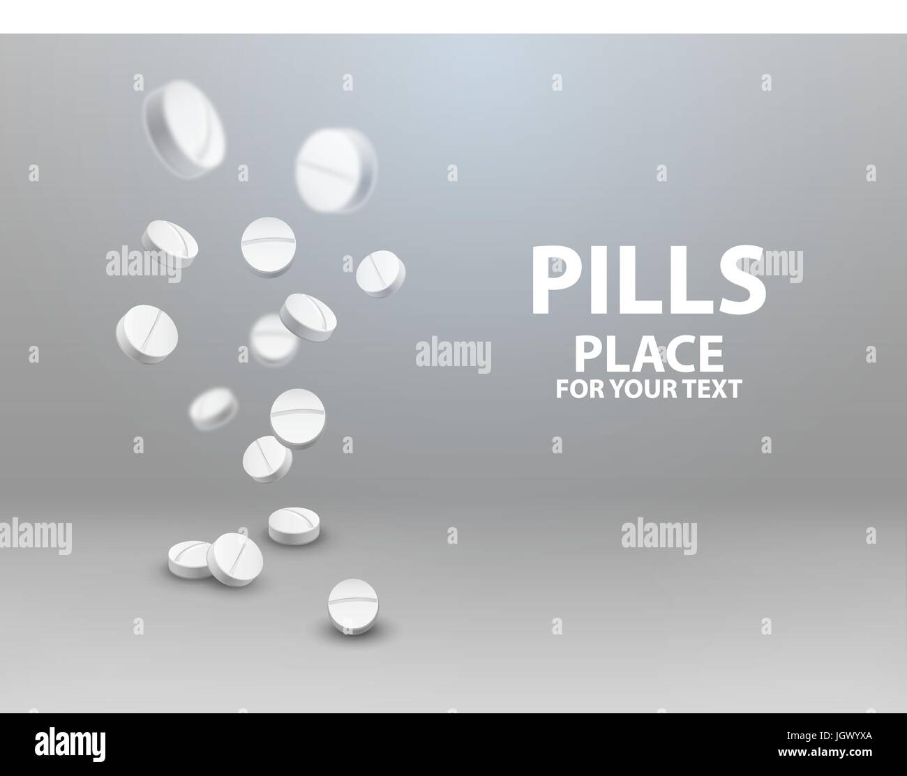 Medical pills falling down. vector illustration Stock Vector