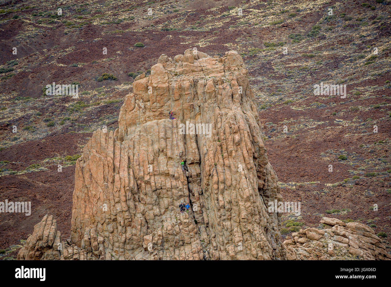 La Cathedral rock, climbing spot at Tenerife island Stock Photo