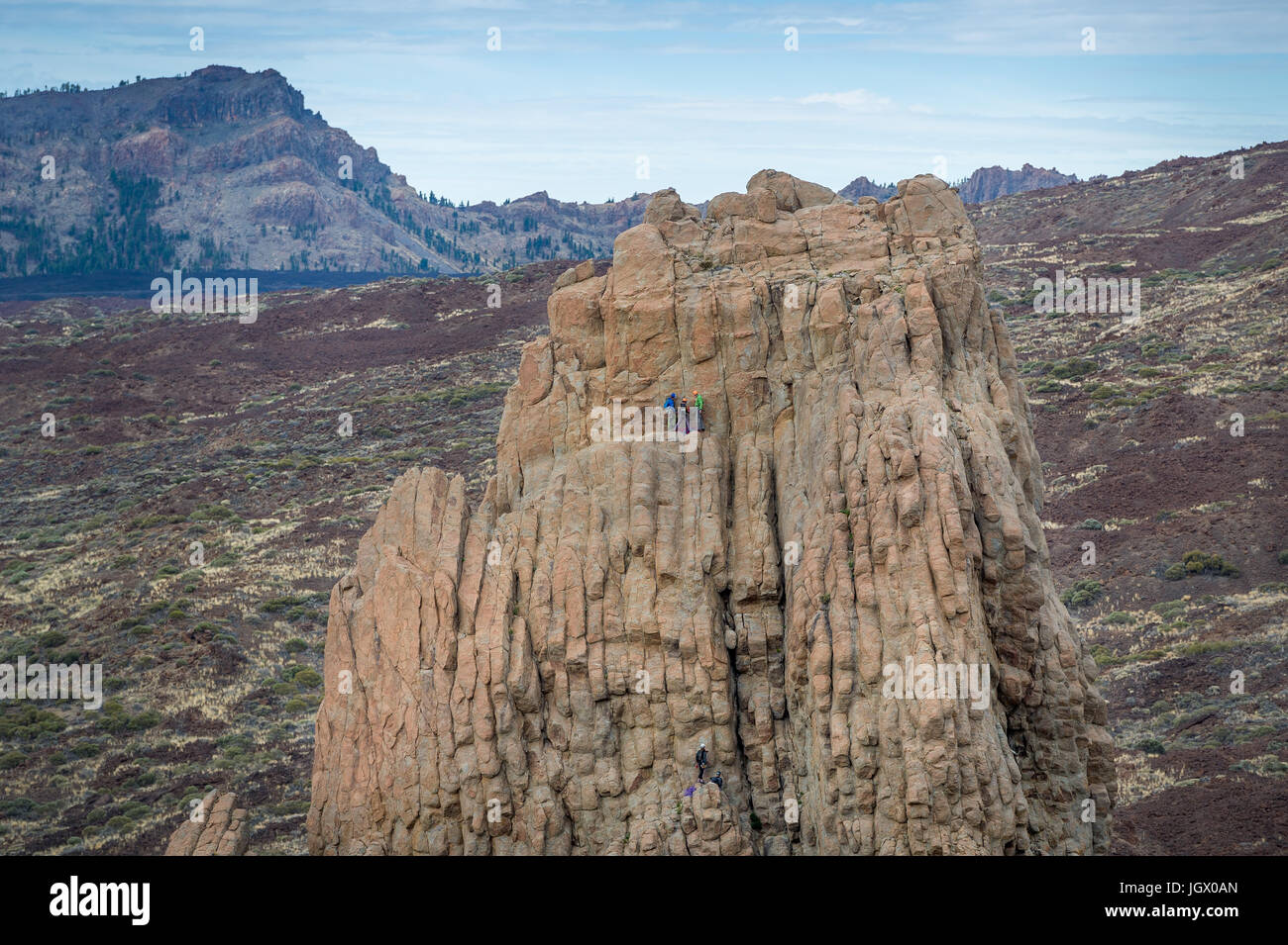 Rock climbing at Tenerife island - La Cathedral rock Stock Photo