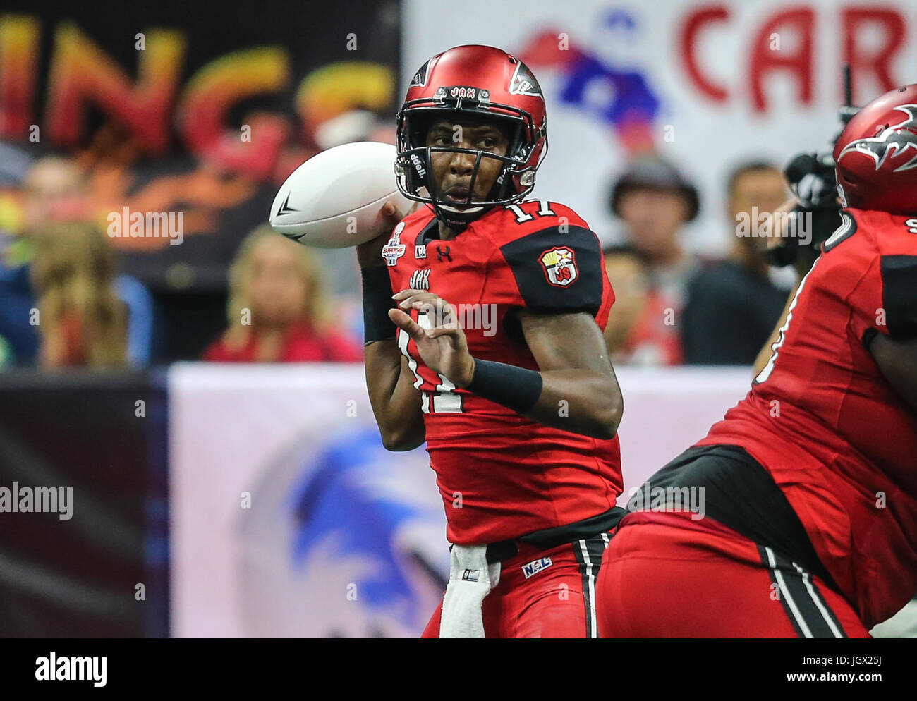 Jacksonville, FL, USA. 10th July, 2017. Sharks' quarterback Damien