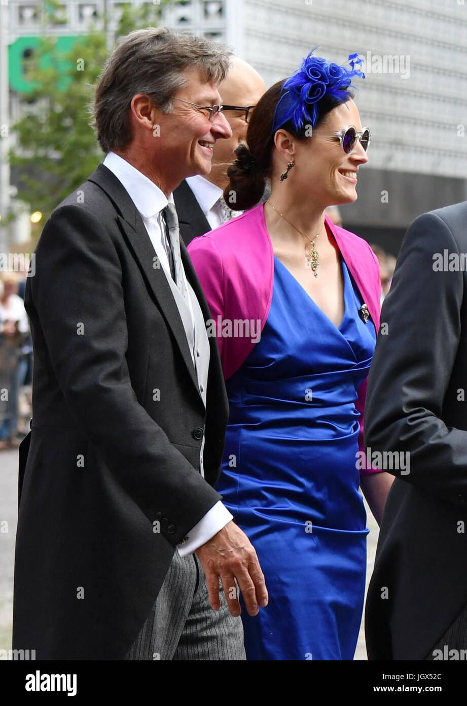 Hanover, Germany. 8th July, 2017. Heinrich Prinz von Hannover and Thyra Prinzessin von Hannover arrive for the church wedding of Ernst August jr. and Ekaterina of Hanover at the Herrenhausen Gardens in Hanover, Germany, 8 July 2017. Photo: Hauke-Christian Dittrich/dpa/Alamy Live News Stock Photo
