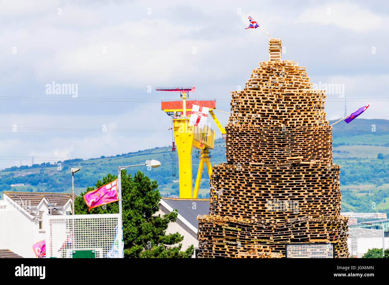 Belfast, Northern, Ireland. 11th July, 2017. Large bonfire built in