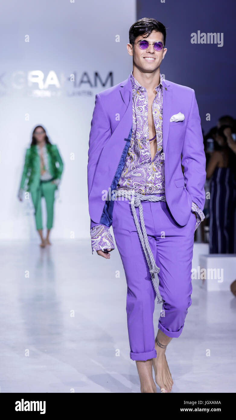 Graham Spring New York, USA. 11th July, 2017. A model walks runway for Nick Graham ...