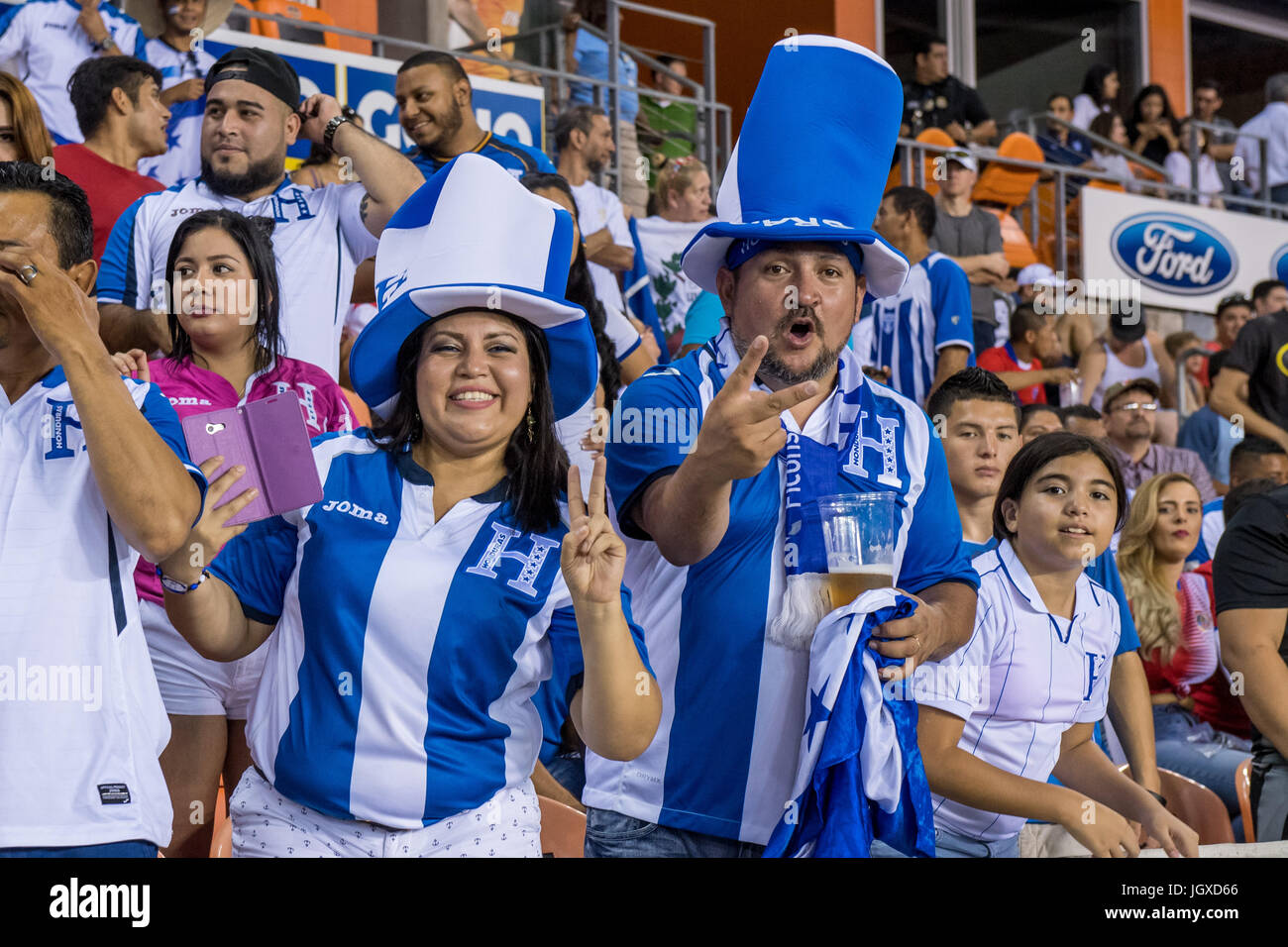 Houston, Texas, USA. 11th July, 2017. Honduras fans at an international CONCACAF Gold Cup soccer match between Honduras and French Guiana at BBVA Compass Stadium in Houston, TX on July 11th, 2017. The game ended in a 0-0 draw. Credit: Trask Smith/ZUMA Wire/Alamy Live News Stock Photo