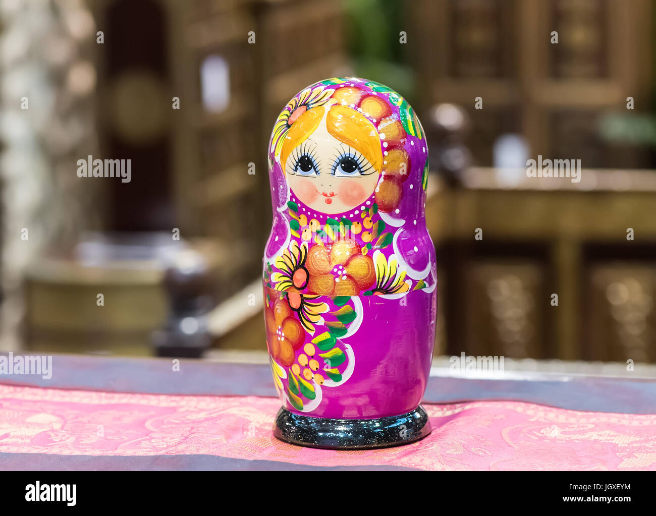 Beautiful Colorful Russian Nesting Doll Matreshka Stock Photo
