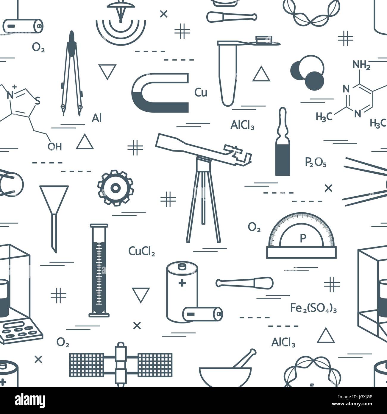 Seamless pattern with variety scientific, education elements: dividers ...