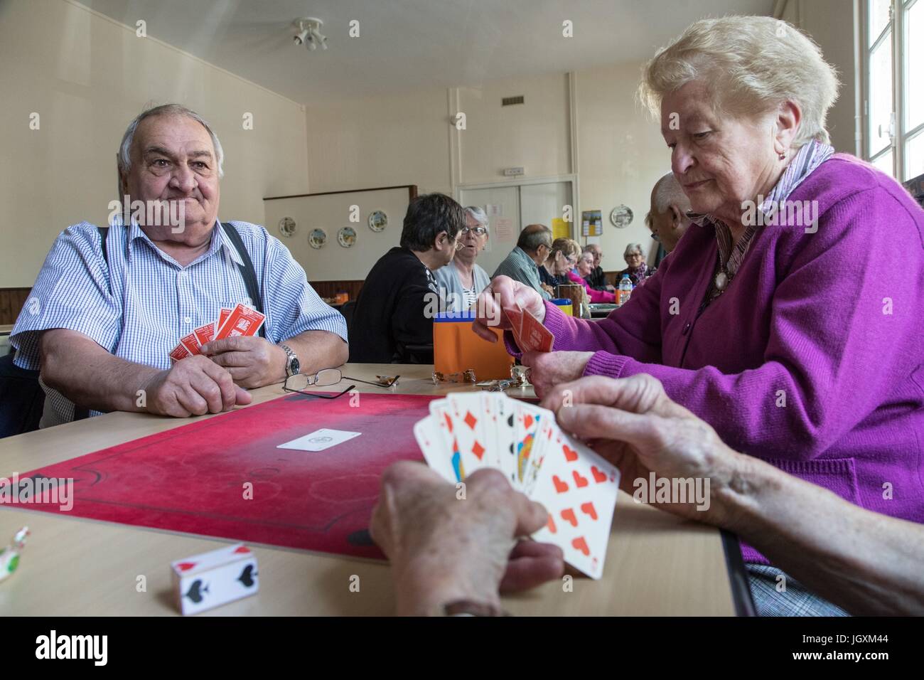CARD GAME,OLD AGE Stock Photo Alamy