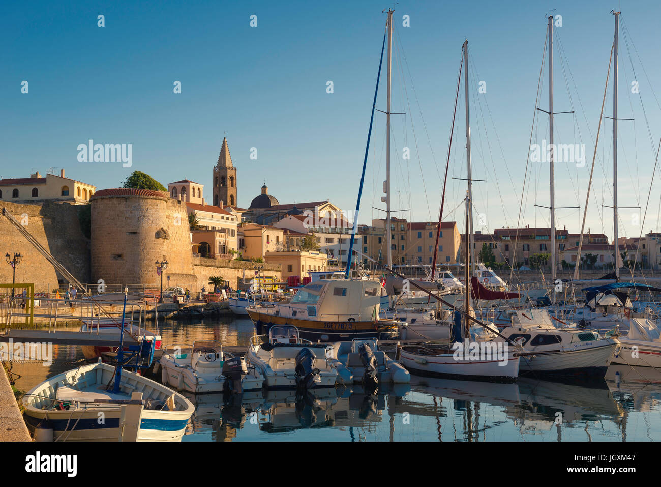 Sardinia Port Harbour View Of The Alghero Skyline With The Harbor And Port Area In The Foreground Sardinia Italy Stock Photo Alamy