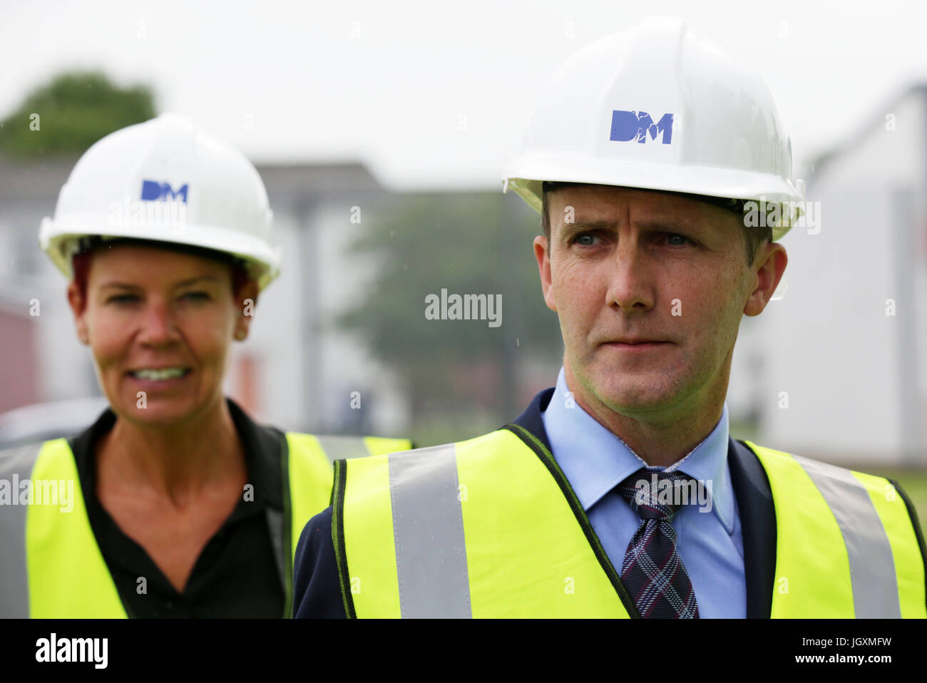 Justice Secretary Michael Matheson with prison governor Caroline Johnstone at the site of Scotland's only female jail at Cornton Vale near Stirling, as work begins on its demolition. Stock Photo