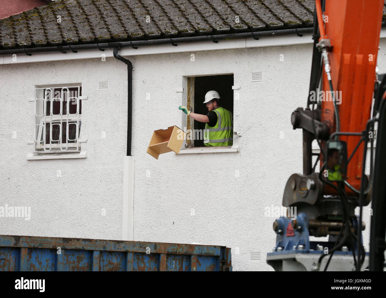 Demolition work gets under way at the site of Scotland's only female jail at Cornton Vale near Stirling. Stock Photo