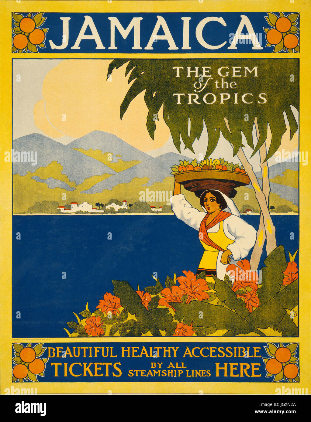 JAMAICA travel poster published by Thomas Cook company about 1910 Stock Photo