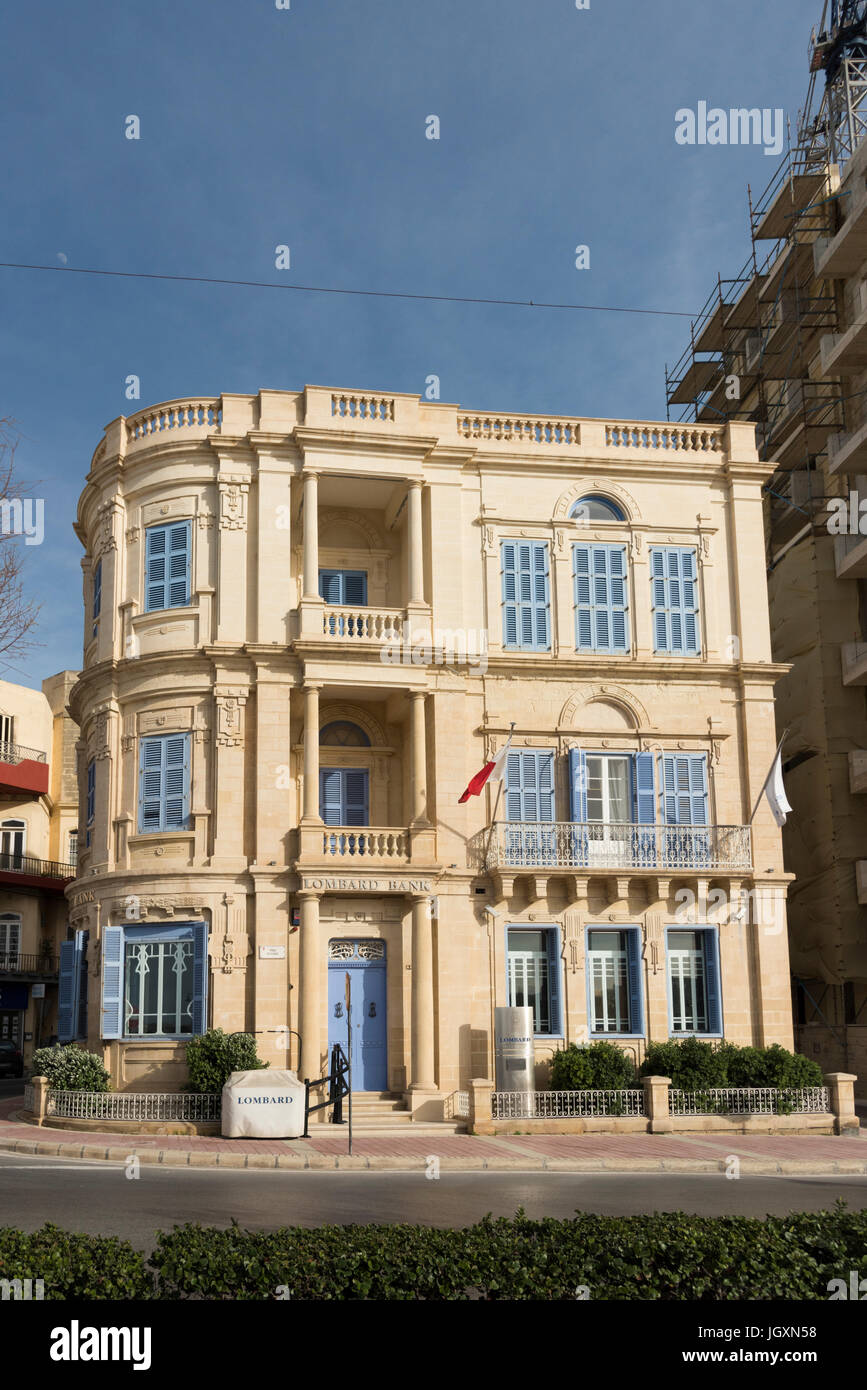 The Lombard Bank building in Sliema Malta Stock Photo Alamy