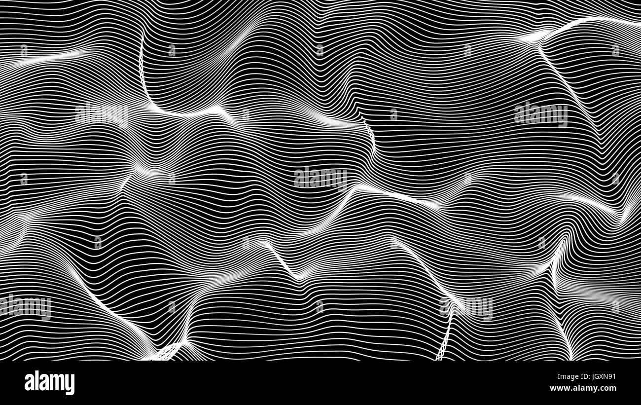 white abstract waves on black background - shape made of lines - free ...