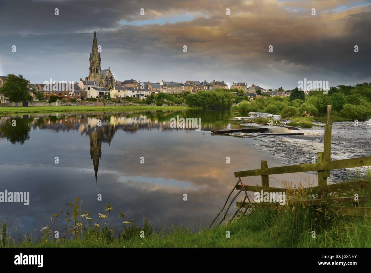 The Scottish Borders town of Kelso on the River Tweed Stock Photo