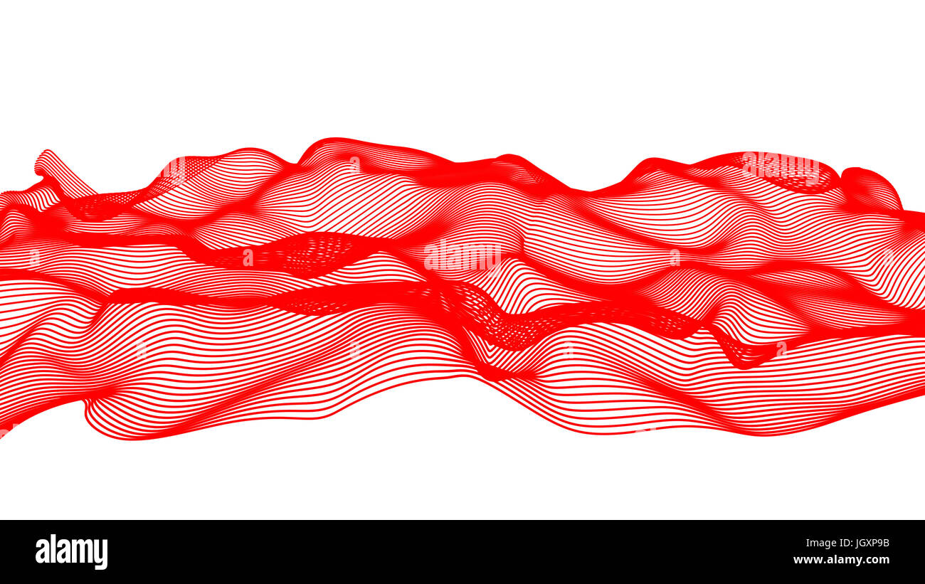 red abstract waves on white background - shape made of lines - isolated ...
