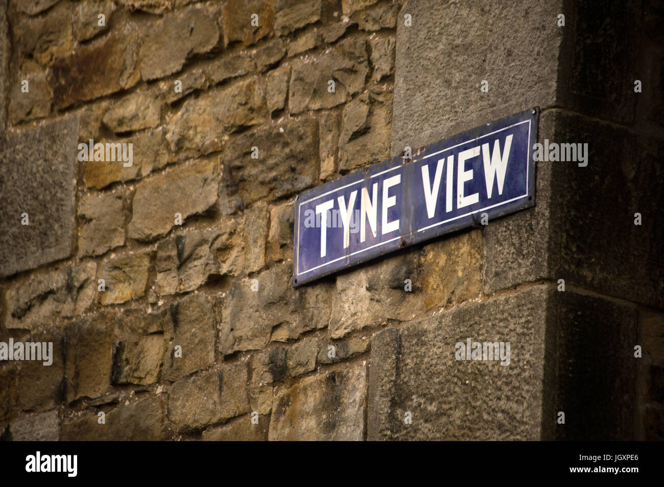 Tyne View street sign, Bellingham, Northumberland Stock Photo