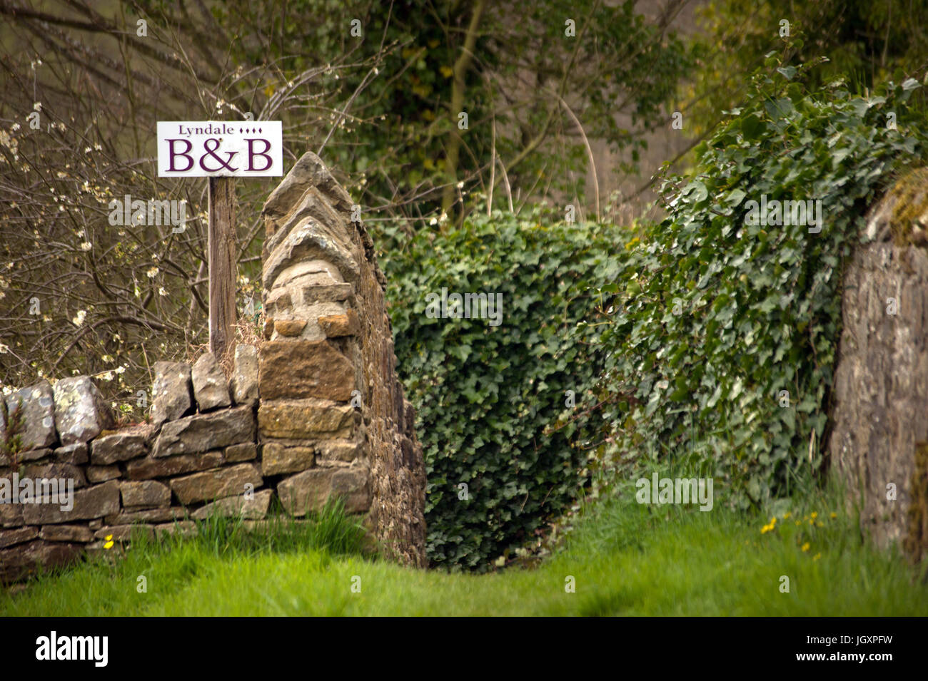 B&B sign. Bellingham, Northumberland Stock Photo Alamy