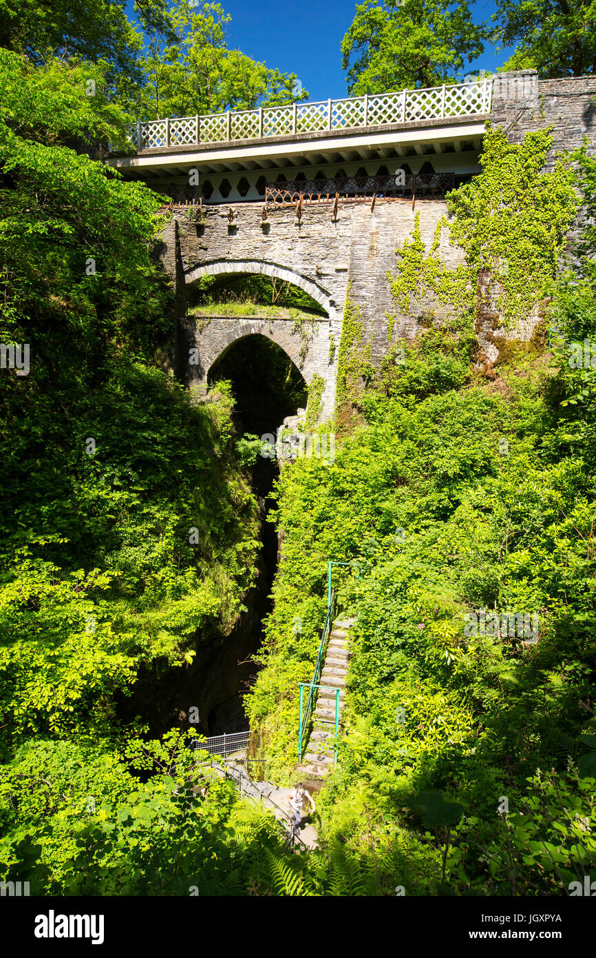 The three bridges on top of each other at Devils Bridge, near