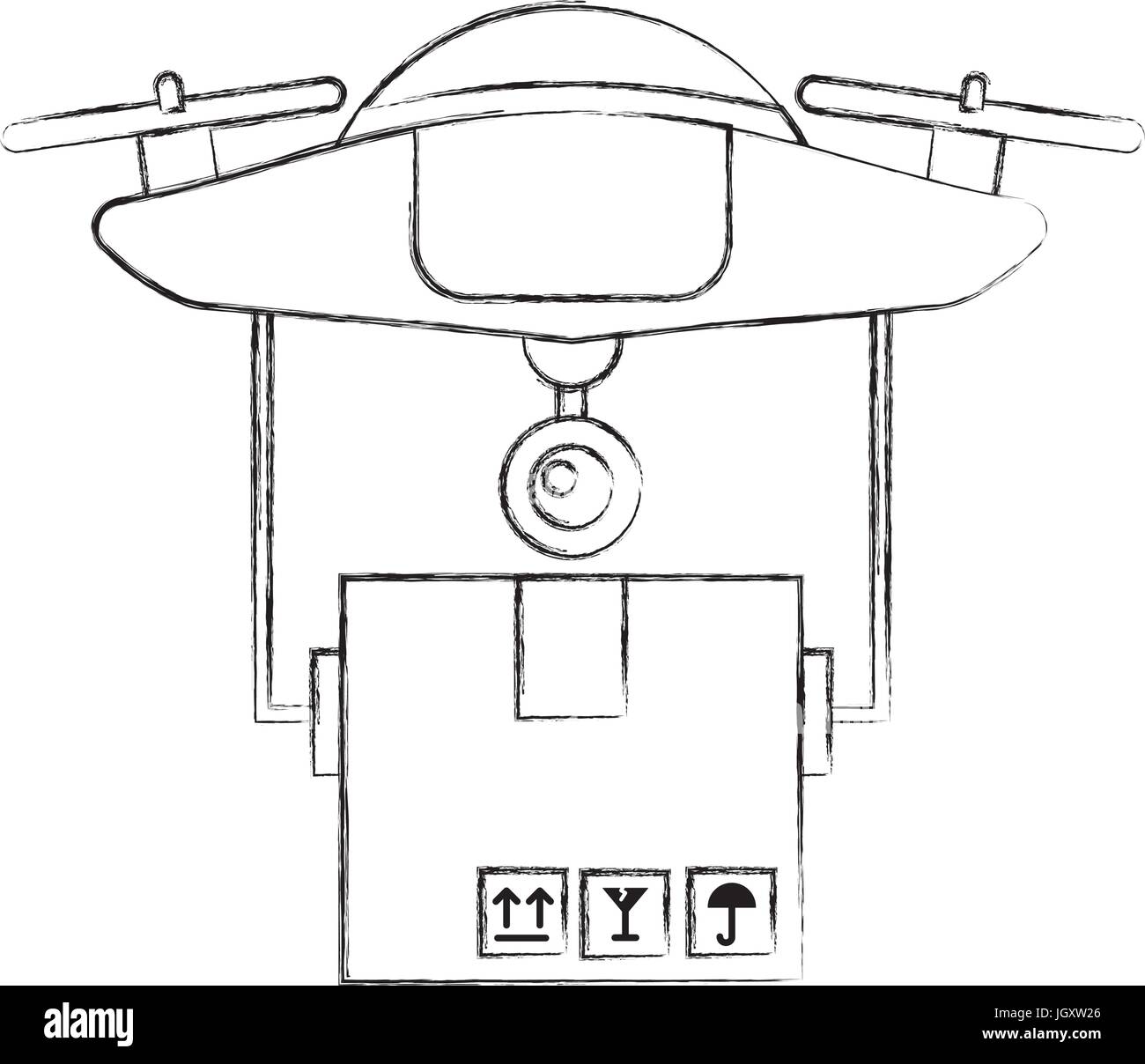 drone flying technology with box carton Stock Vector Image & Art - Alamy