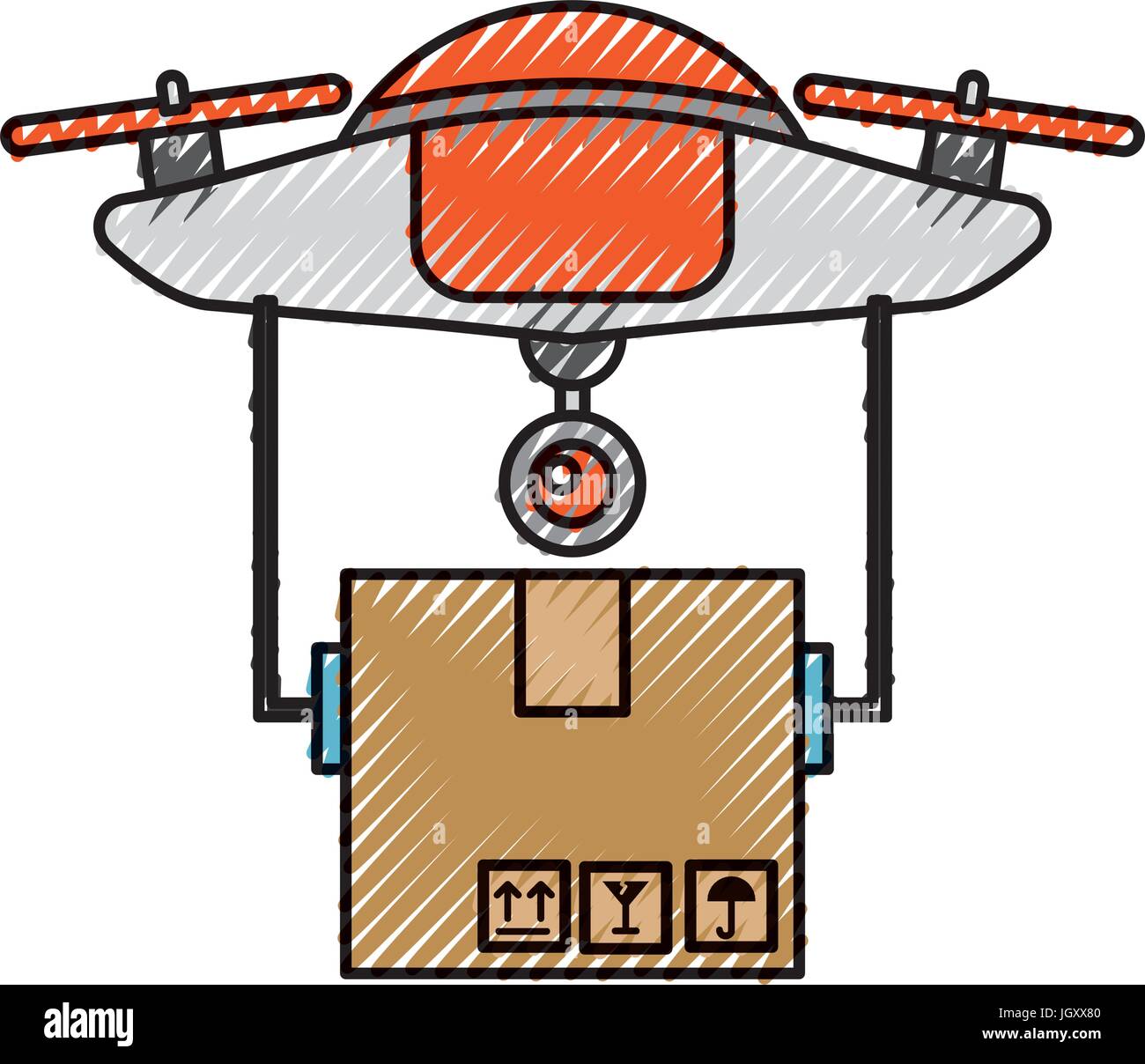 drone flying technology with box carton Stock Vector Image & Art - Alamy