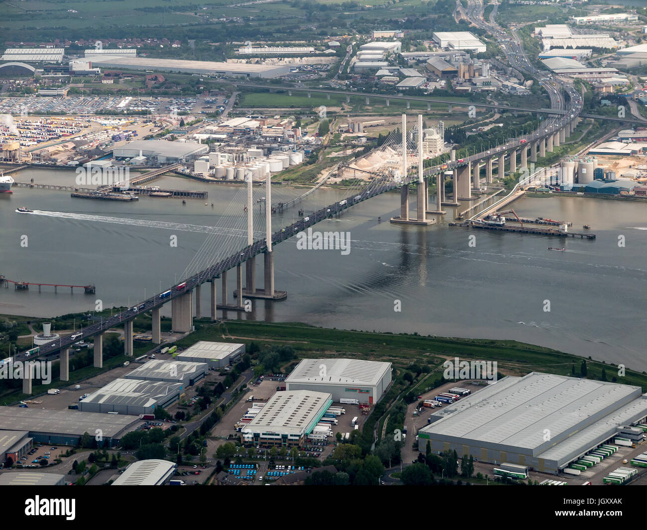 Aerial view of Queen Elizabeth 2 Bridge Dartford Kent England UK Stock ...