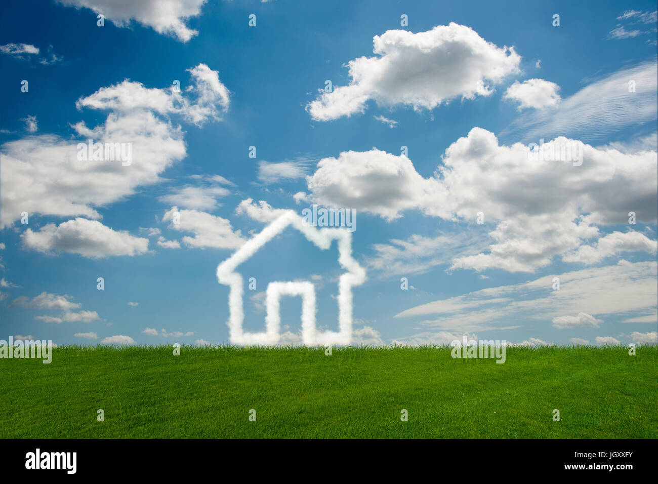 House in the sky made of clouds - 3d rendering Stock Photo - Alamy