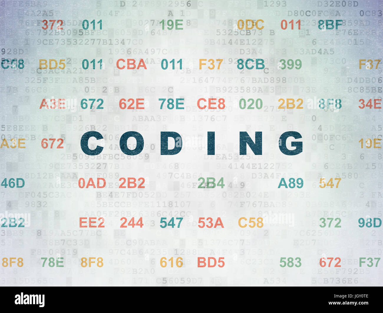 Programming concept: Coding on Digital Data Paper background Stock ...