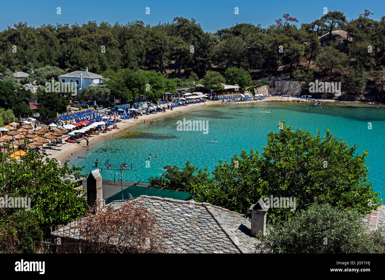 Aliki Beach, Thsssos. Stock Photo