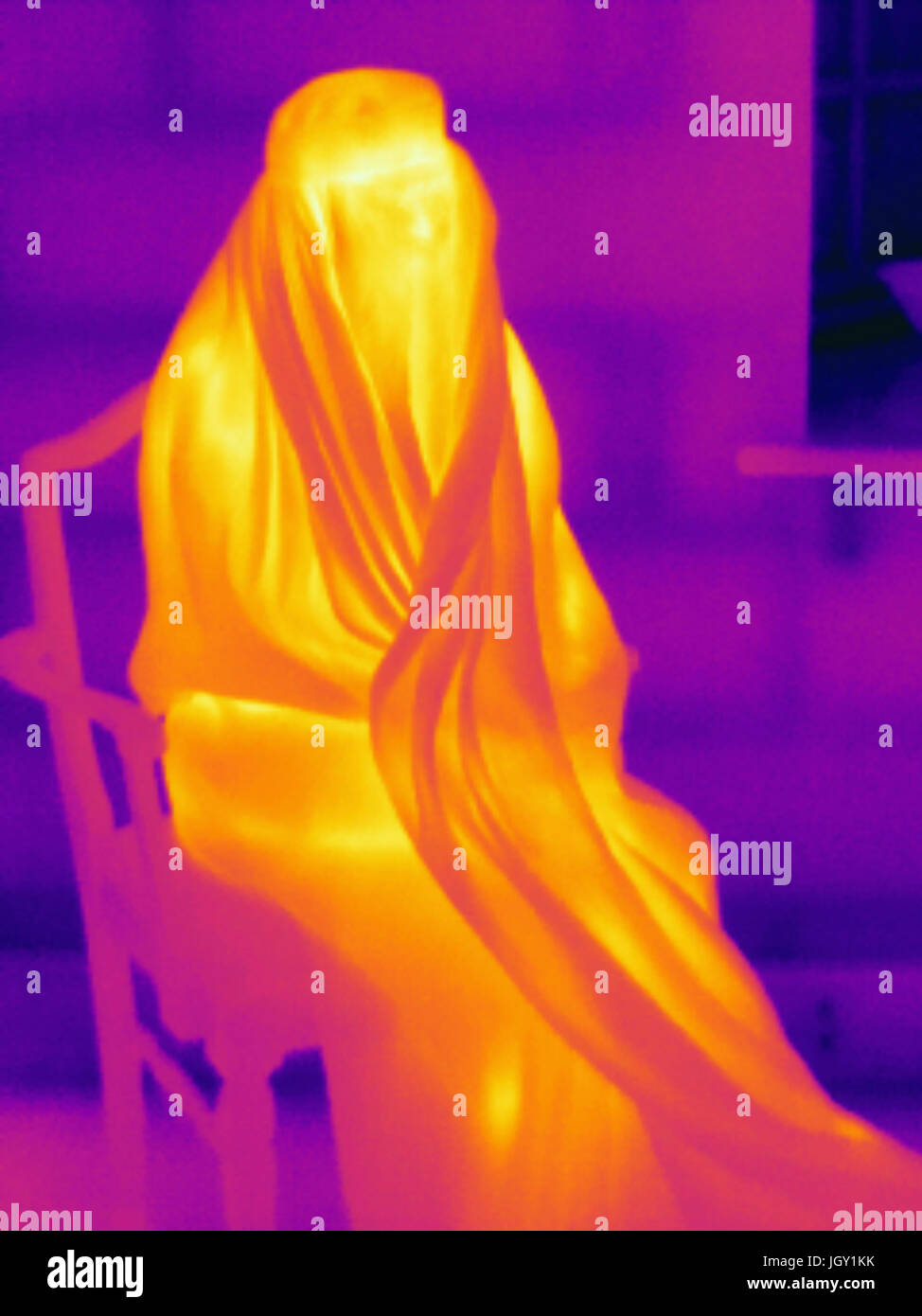 Thermal image muslim woman wearing burka Stock Photo