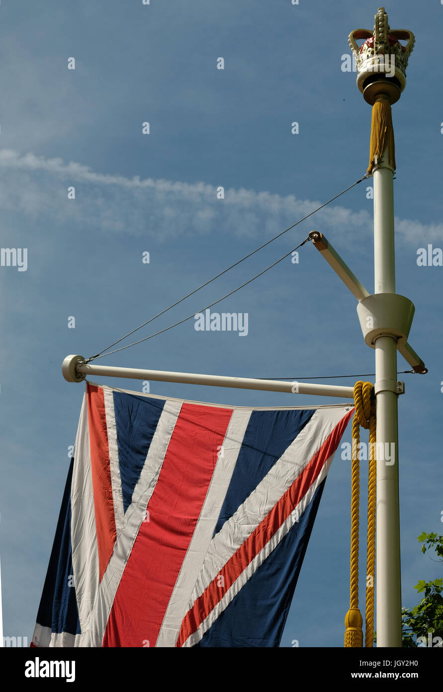 Union Jack, British flag flying in London Stock Photo - Alamy