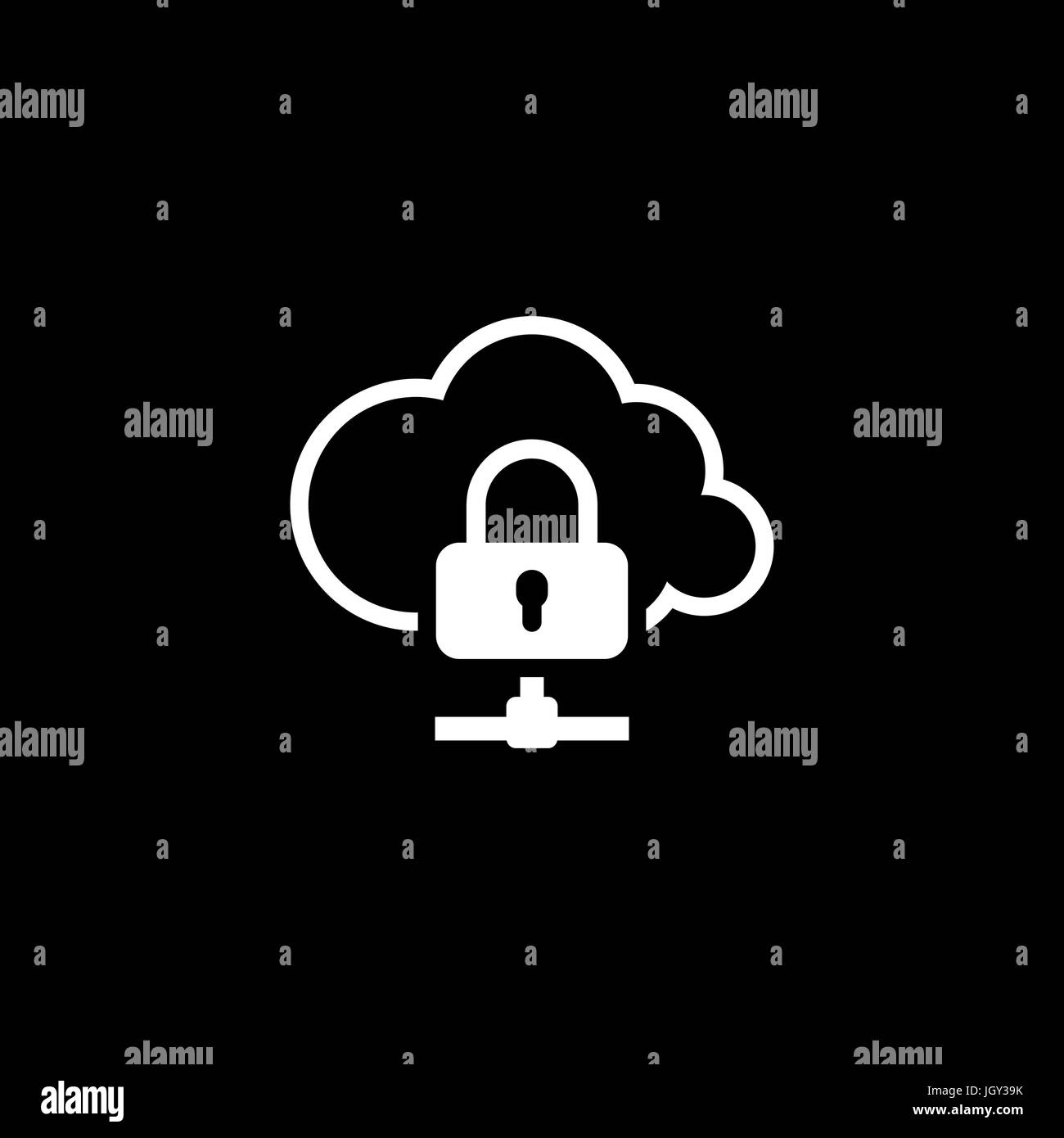 Cloud Data Protection Icon. Flat Design. Stock Vector