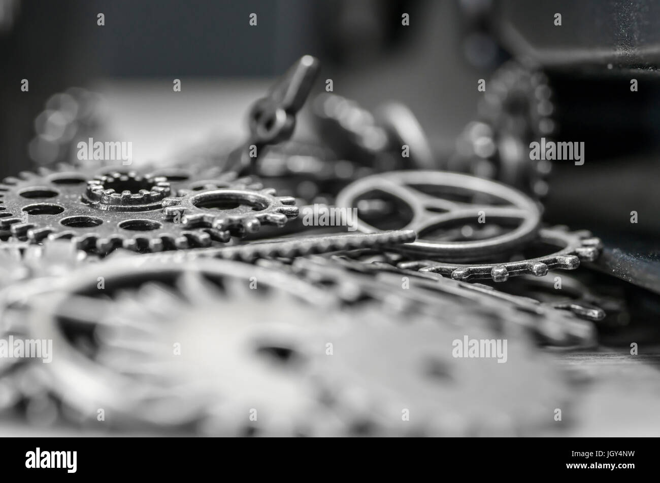 Macro shot of clock spare parts and gears Stock Photo Alamy