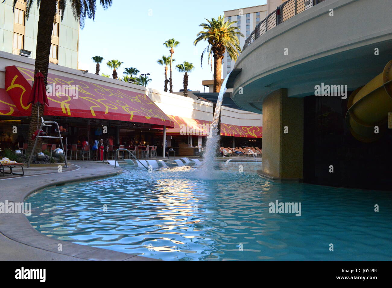 The pool area at a Hotel on Fremont street in Las Vegas Stock Photo