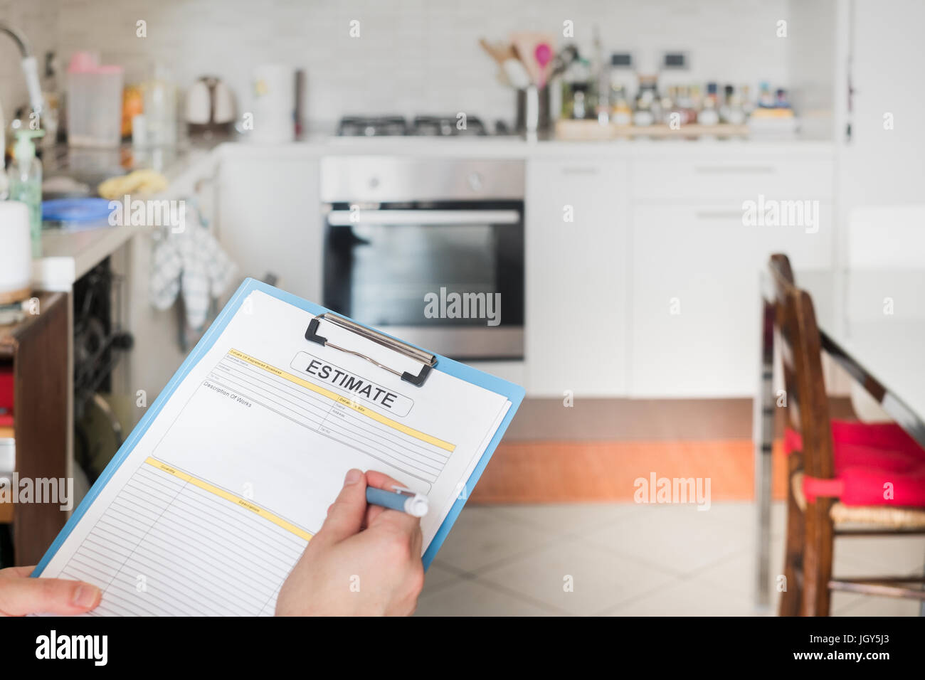 Kitchen renovation of domestic appliances estimate costs Stock Photo