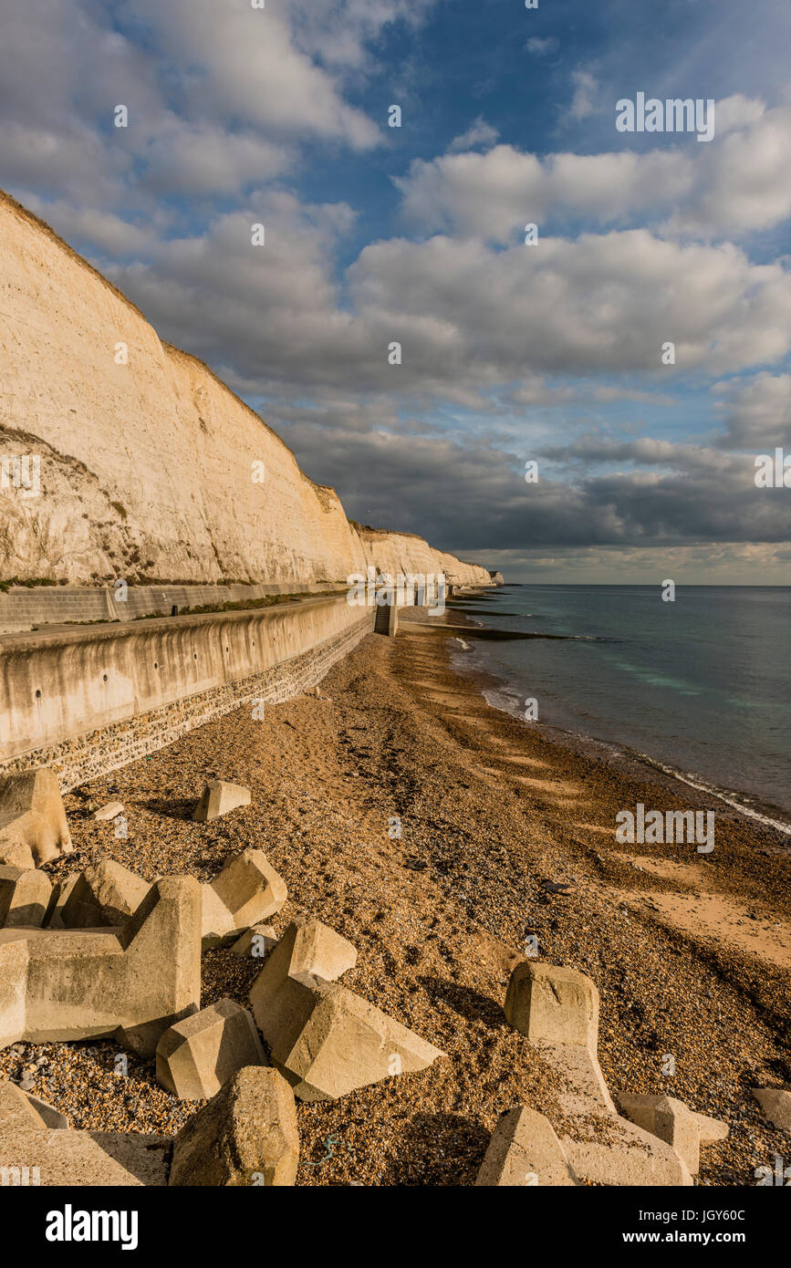 Brighton coastal walkway along white cliff near Brighton Marina, East Sussex, UK Stock Photo