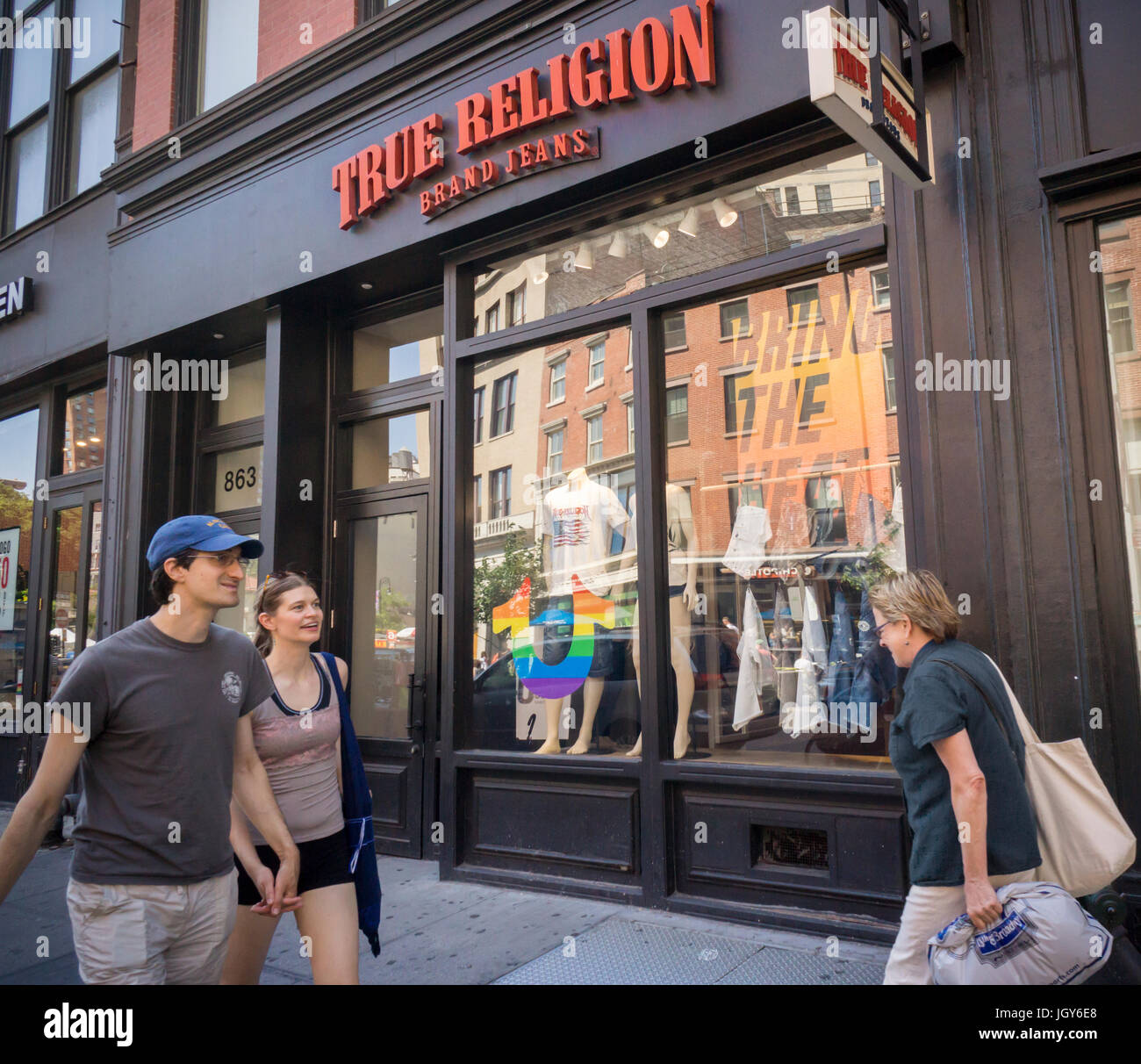 A True Religion jeans store in New York on Wednesday, July 5, 2017. Saddled  with debt, True Religion has joined other retailers and has filed for a  pre-packaged Chapter 11 bankruptcy. (©