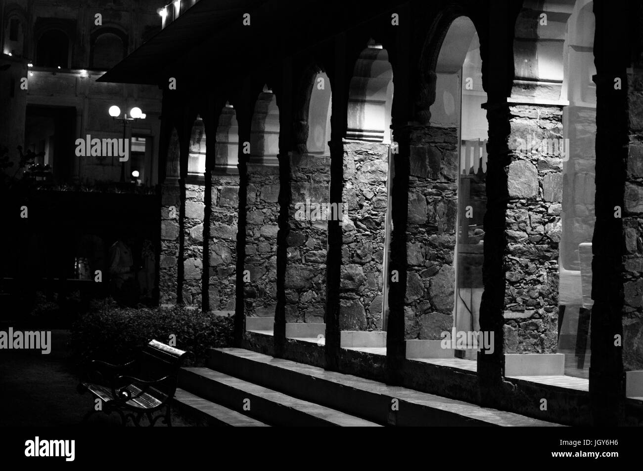 In built columns Black and White Stock Photos & Images - Alamy