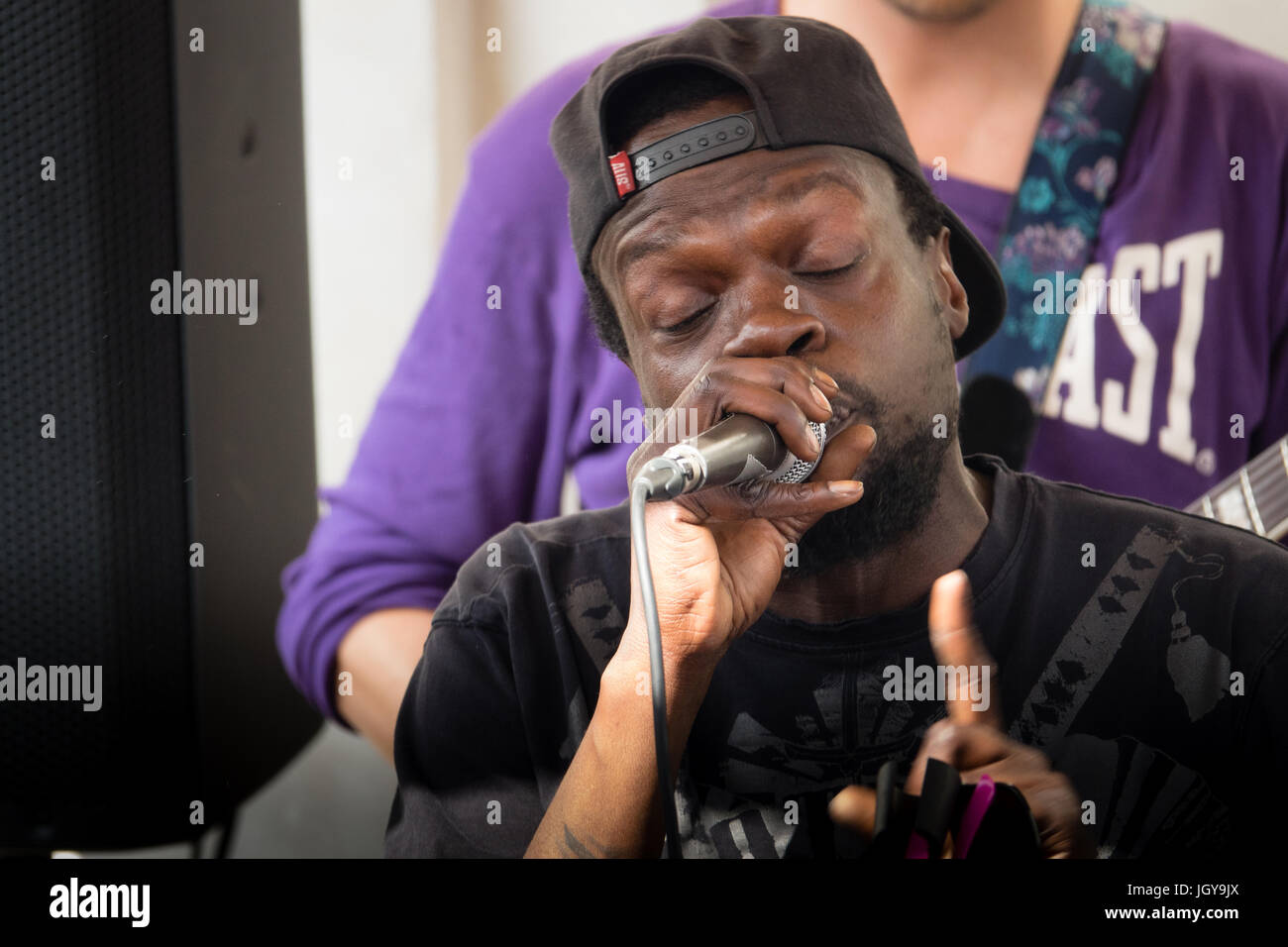 Danish rapper Al Agami, open air concert, Playa Cava Bar, Copenhagen, Denmark Stock Photo