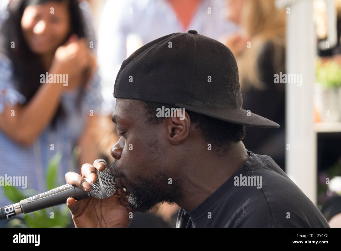 Danish rapper Al Agami, open air concert, Playa Cava Bar, Copenhagen, Denmark Stock Photo